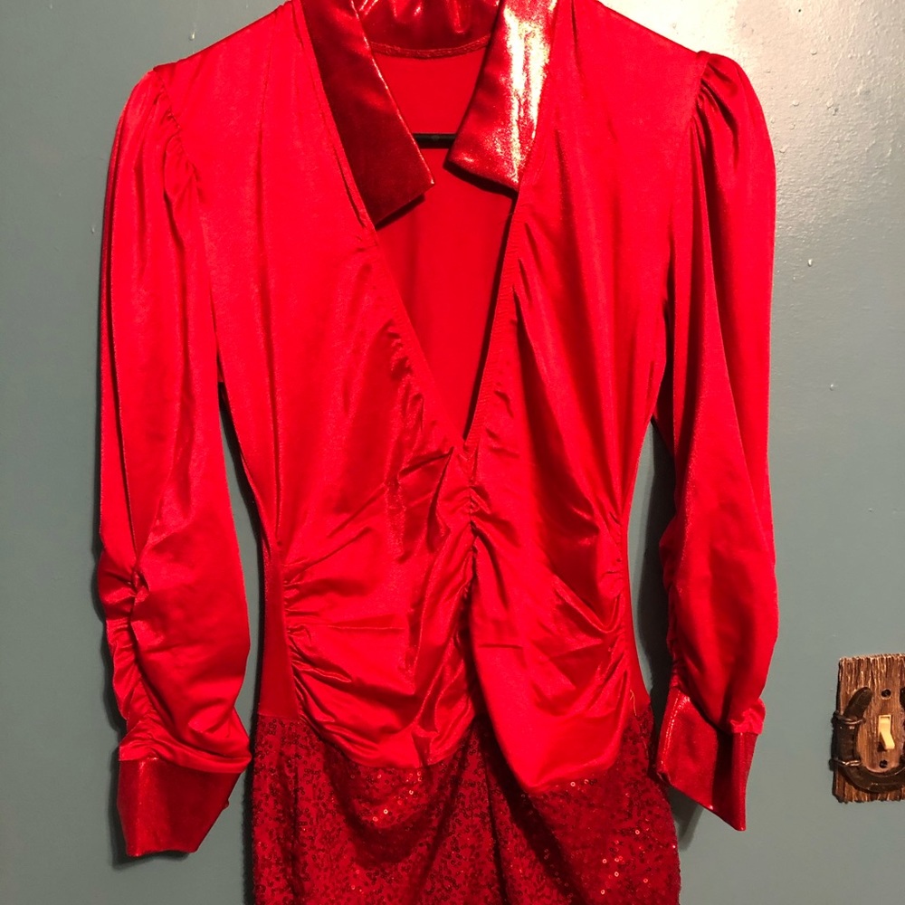 Red Spandex Sequin Booty Short Costume